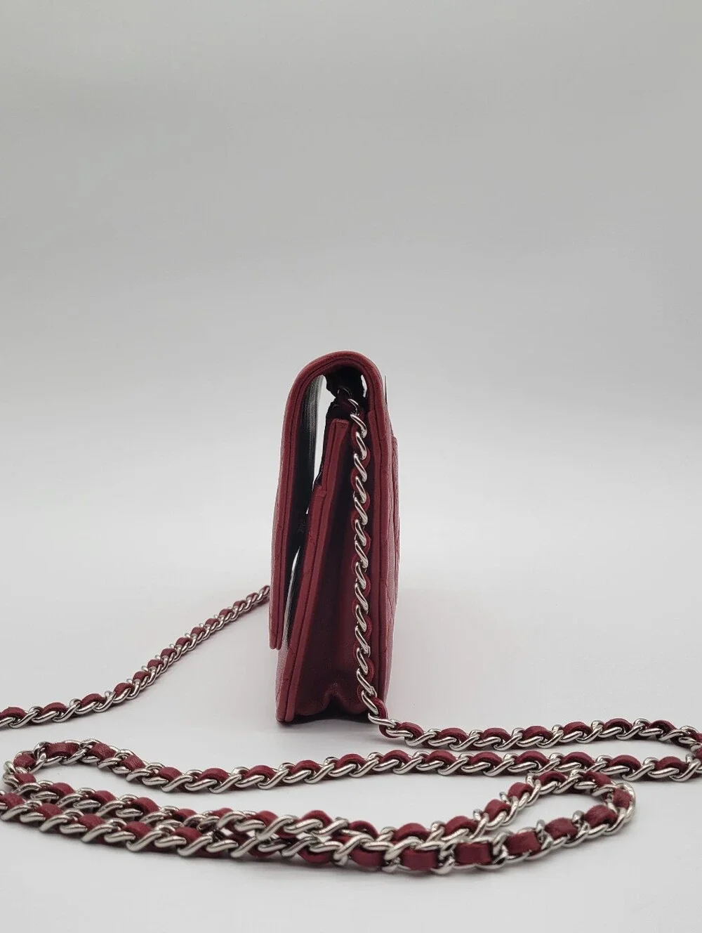 Chanel Red Quilted Leather Wallet-On-Chain (WOC)